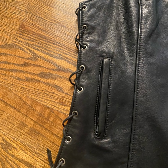 Fox Creek Vintage Womens Motorcycle Vest medium Leather Laced Sides Snap Frnt - Picture 3 of 15
